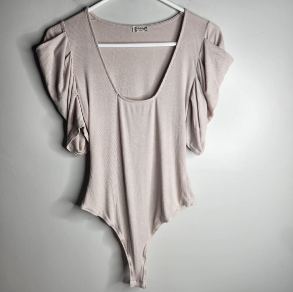 Intimately Free People Women's Tan Ribbed Bodysuit, Size M - Picture 1 of 6